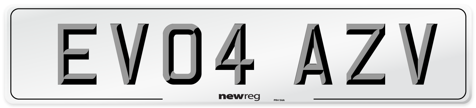 EV04 AZV Number Plate from New Reg